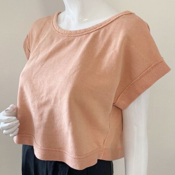 Anthropologie Brand Daily Practice Orange Crop Tank Top Cap Sleeves & Open Back - Picture 3 of 7